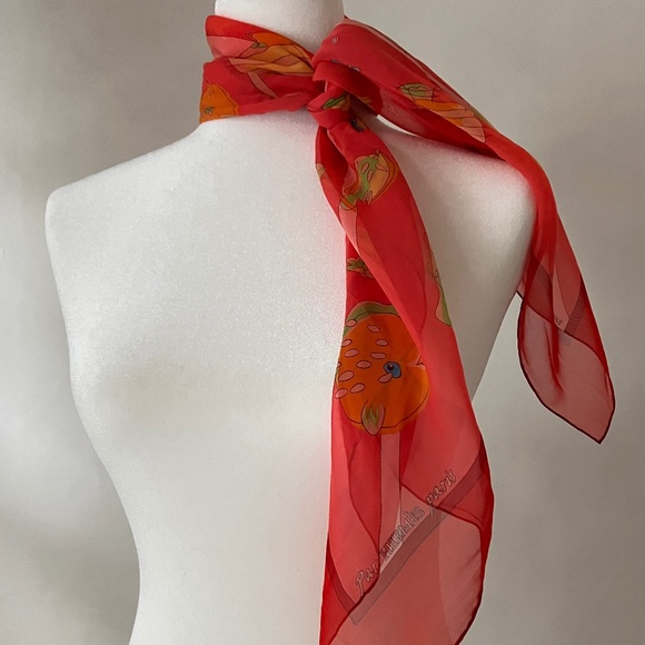 VINTAGE HERMÈS PARIS AU CLAIR DE LA MER SILK CHIFFON SCARF - Picture 2 of 14